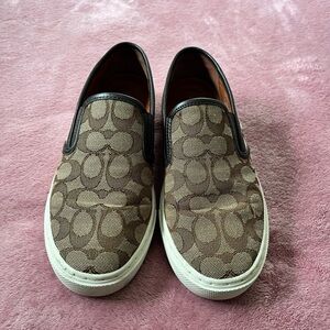 Coach Brown Patterned Slip-On Loafers